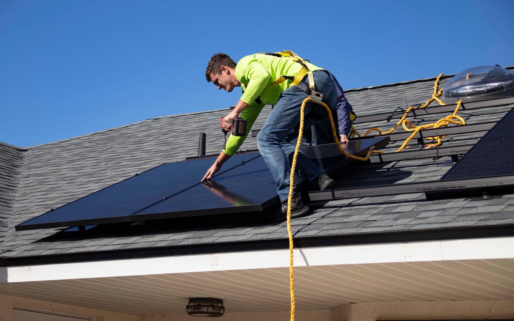 a man on a roof